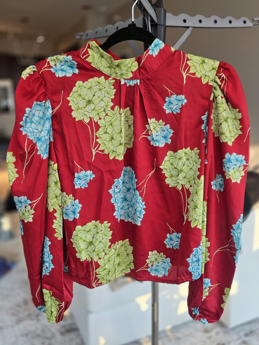 Love By Design Red Floral High-Neck Blouse